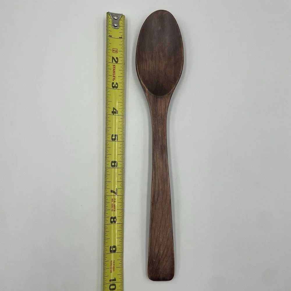 Vintage 10” Wooden Folk Art‎ Hand Carved Fork and Spoon Set Salad Server Cottage